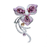 Perhiasan Wangfu S925 Perak Sterling Moissanite Cubic Zirconia Bros Bunga Perhiasan Wanita untuk Pesta Pemasok Grosir Perhiasan Berkualitas