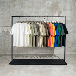 T-shirt blanc surdimensionné en coton peigné 100% 260G pour homme, été 2024, manches courtes - Product Image 3