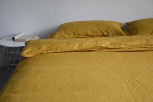 卸売ヴィンテージウォッシュ100% ピュアオーガニックフレンチ亜麻リネンベッドシーツキルト羽毛布団カバー寝具セット枕カバー付き - Product Image 2