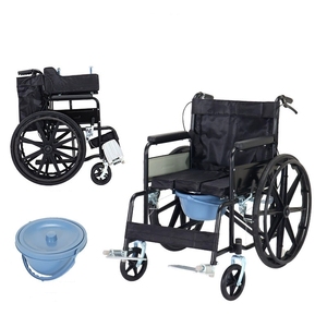 High Quality Multifunctional Manual Folding Steel Wheelchair with Bedpan <strong>Commode</strong> <strong>Portable</strong> for Hospitals - Product Image 6