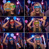 Lunettes de rave LED colorées et clignotantes, déguisement de DJ pour Halloween, Thanksgiving, décorations de fête lumineuses variées en plastique, pour enfants