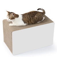 Mobilier pour chat en carton ondulé : Maison-griffoir rectangulaire personnalisée et lit-lounge