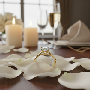Bague de fiançailles en or jaune avec diamant véritable solitaire taille princesse étincelant - Product Image 3