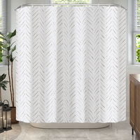 Rideau de douche noir et blanc Inky chevrons Chevron Zig Zag tissu imperméable moderne ferme rideaux de douche pour salle de bain