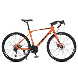 Vélo de route à guidon courbé 700C, <span class=keywords><strong>cadre</strong></span> en <span class=keywords><strong>acier</strong></span> au carbone ultra-léger, frein à double disque, <span class=keywords><strong>course</strong></span>, hommes, femmes, étudiants, adolescents - Product Image 1