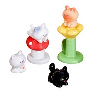 Figurine de chat champignon 3D en résine décorative pour jardin féerique, petite mini tour d'escalade, figurine de dessin animé pour enfants, jouets scientifiques animaux DIY