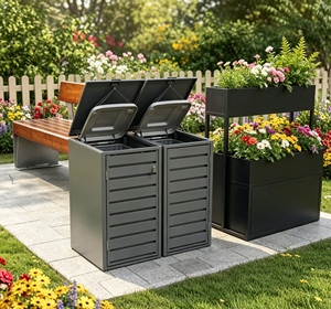 Contenitori per Rifiuti Commerciali da Esterno, <span class=keywords><strong>Bidoni</strong></span> in Metallo con Coperchio Scorrevole, Contenitore per la Raccolta Differenziata - Product Image 2