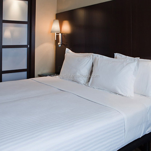 Drap de lit d'hôtel à rayures en satin 10mm, 100% coton, housse de <span class=keywords><strong>couette</strong></span> d'hôtel, ensembles de draps à rayures 250TC - Product Image 2