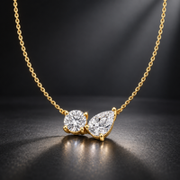 Collier en or massif 18 carats avec diamant de laboratoire taille poire, pendentif à deux pierres, couleur D, certifié IGI, bijoux fins pour femmes