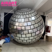 Boule miroir géante gonflable pour fêtes à thème et scènes de festival, décoration suspendue en tissu PVC, boule disco gonflable