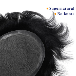 Chất Lượng Cao Người Đàn Ông Của Ấn Độ Remy Tóc Thẳng Tóc Giả Tóc Ren Pháp Cơ Sở PU Bên Hệ Thống Tóc Topper - Product Image 6