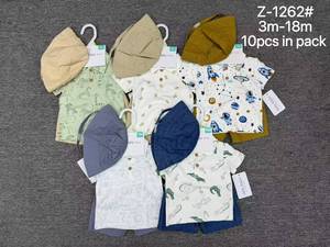 Set Estivo di Alta Qualità per Neonato, 3 Pezzi: Polo a Maniche Corte e Pantaloncini, Abbigliamento Casual per Bambini da 3-18 <span class=keywords><strong>Mesi</strong></span> - Product Image 1