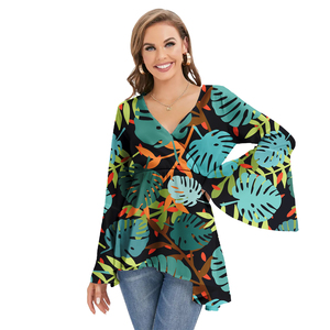 Camisas de gasa personalizadas para mujer Blusas de manga larga Blusa de gasa con estampado de estilo samoano polinesio para mujer - Product Image 2