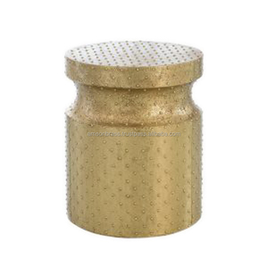 Tabouret de tambour martelé aux finitions antiques Table d'appoint décorative en fer métallique au design de luxe pour la décoration de la maison - Product Image 5