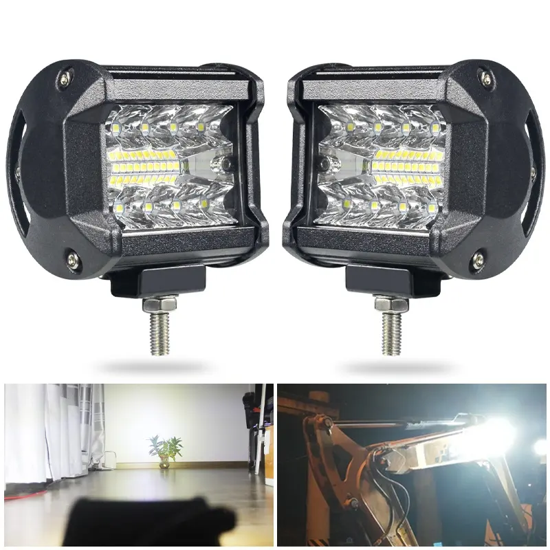 12V 24V 60W Led Mist/Rijverlichting Barra Led 4 Pulgada 'S Voor Off-Road Tractor Auto Werk Licht 4 Inch Schijnwerper Schijnwerper Schijnwerkkamer Lamp