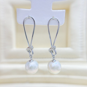 Accessoires en argent S925 pour la création de bijoux, plateau vide avec perles rondes de 8 à 12 mm, boucles d'oreilles pendantes tendance 22231 - Product Image 3
