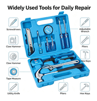 Ensemble d'outils manuels robustes pour la maison, coffret à outils en plastique avec plusieurs outils pour la réparation et l'entretien domestique