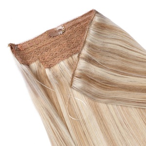 Extension per <span class=keywords><strong>capelli</strong></span> Fish Line in vero capello umano, colore Piano, con filo invisibile, marrone e biondo con <span class=keywords><strong>riflessi</strong></span>. - Product Image 2