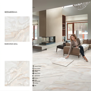Listello Crema 600x600mm Double Charge Vitrified Tiles <b>Mirror</b> Polished Marble Finish Floor Design - Product Image 3