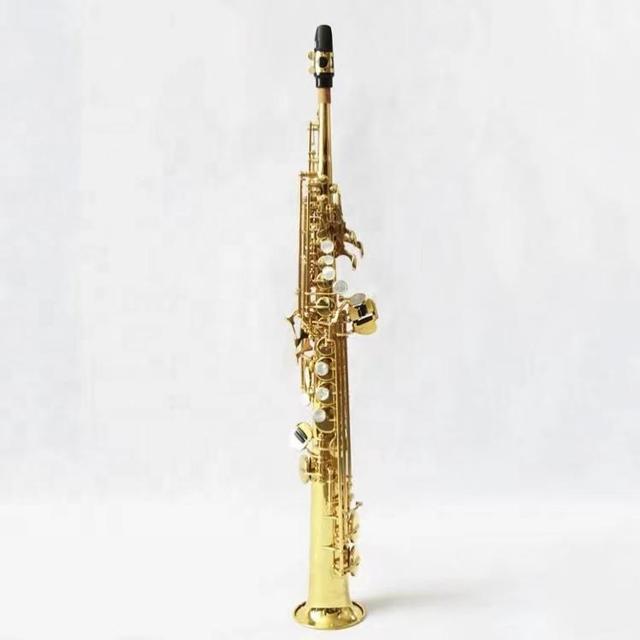 Wholesale Factory High Quality Musical Instruments BbTone Soprano Saxophone With Gold Lacquered Brass Body One-Piece Neck Design