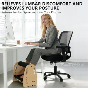 Wooden Footrest <b>Adjustable</b> <b>Height</b> Ergonomic Foot Massage Mat Office Relaxation <b>Stool</b> Birch Wood Trapezoid Shape - Product Image 4