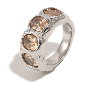 Anillo Moderno de Acero Inoxidable con Circonitas Cúbicas Creadas en Laboratorio, Engastadas en Bisel, Chapado en Plata 925, Joyería de Moda Unisex - Product Image 2