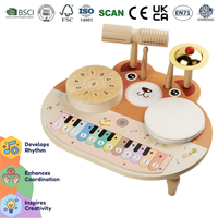 Table d'activités musicales en bois 5-en-1 pour tout-petits, jouet musical Montessori, ensemble d'instruments de percussion sensoriels avec maillets