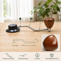 Penggiling Kopi OEM ODM 3-Tahap dengan Gagang Kayu Walnut, Pegangan Ergonomis Nyaman, Logo Kustom, Pasokan Grosir