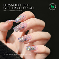 Vernis à ongles gel UV naturel longue tenue, sans HEMA ni TPO, aux couleurs pailletées, conforme aux normes européennes, pour salon de manucure - Vente en gros OEM