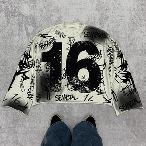 เสื้อยืดโอเวอร์ไซส์ผ้าคอตตอนหนานุ่ม พิมพ์ลายกราฟิกตามสั่ง สไตล์สตรีทแวร์ วินเทจ แขนยาว ทรงบ็อกซี่  สำหรับผู้ชาย - Product Image 1