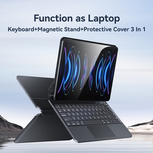 Vente chaude pour <span class=keywords><strong>iPad</strong></span> Pro 12.9/pour <span class=keywords><strong>iPad</strong></span> <span class=keywords><strong>Air</strong></span> <span class=keywords><strong>2020</strong></span> PU + PC affichage numérique sans fil nuit rétro-éclairage clavier étui de protection magnétique - Product Image 2