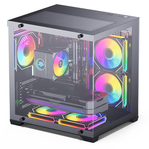 Snowman MicroATXゲーミングコンピュータケース3 RGBファン強化ガラスサイドパネルRGB ACryl Aluminium MATXシャーシ - Product Image 1