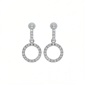 Orecchini Pendenti di Lusso con Diamanti per Donna, Taglio Brillante Rotondo, Incastonatura Pavé, Design Geometrico Circolare, Gioielli Raffinati da Matrimonio - Product Image 1