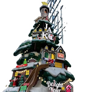 Estatua de Pueblo Navideño en Miniatura de Fibra de Vidrio Personalizada, Decoración Navideña, Escultura de FRP para Atrio de Centro Comercial, Interior - Product Image 1