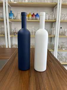 Botella de vidrio para Oliver Oil Gin Rum Tequila Whisky Brandy Botella de vodka <span class=keywords><strong>azul</strong></span> esmerilado personalizada con corcho y película retráctil - Product Image 2