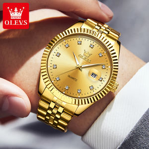 OLEVS-Reloj de pulsera de cuarzo para hombre, diseño clásico personalizado, estilo dorado, resistente al agua, de lujo, oem 5526 - Product Image 2