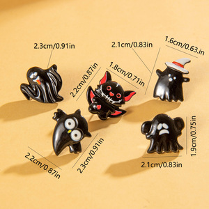 Pendientes de Halloween KI Young con diseño de búho fantasma de dibujos animados, estilo oscuro, murciélago único - Product Image 3