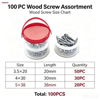 Ensemble de 100 vis à bois, assortiment de vis à bois zinguées dans un seau en plastique pour le montage sur bois