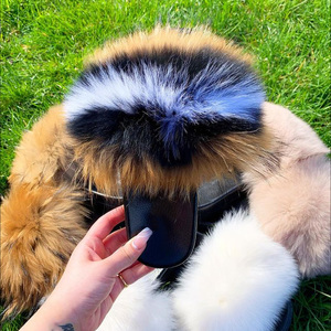 Donne di Lusso Della Pelliccia Scivola <span class=keywords><strong>Con</strong></span> Il Reale Della Pelliccia di Modo Della Signora Pantofole per il Viaggio Furry Estate Pelliccia Sandali - Product Image 2