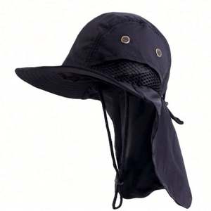 Chapeau de pêche unisexe en nylon et polyester UPF50+ avec logo personnalisé, large bord, maille respirante et protection nuque, idéal pour l'extérieur, les voyages et l'été – Vente en gros - Product Image 5
