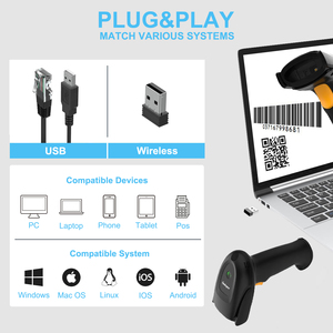 Lecteur mã barre lector de codigo de barras 2D không dây cầm tay 2D QR mã vạch Máy quét mã vạch đọc không dây 2D mã barre - Product Image 3