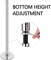 45mm Stripper Pole Dance Pole Base inférieure Hauteur réglable Spinning Dancing Bar