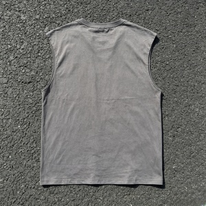 Débardeur en jersey de coton gris sans manches à col rond pour homme, coupe classique, couleur unie, tricoté, teint uni, décontracté - Product Image 1