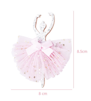 Pince à cheveux tendance pour filles, motif danseuse de ballet, nœud en tulle étoile rose avec paillettes argentées, accessoires pour enfants