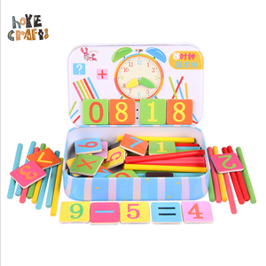 Juguete de aprendizaje de matemáticas para niños, diseño de reloj digital todo en uno, palos contadores de madera - Product Image 1