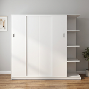 High Quality 4-Door <b>Sliding</b> Wardrobe with <b>Plastic</b> Clothing Organizer 1.8m X 1.8m X 51cm Standing Type - Product Image 3