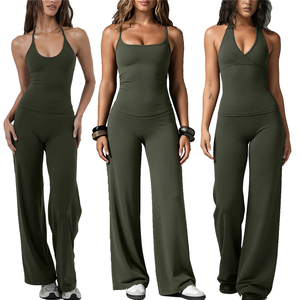 Débardeurs ajustés, leggings évasés, vêtements de sport sculptants, séchage rapide, taille haute, <span class=keywords><strong>gilet</strong></span> tricoté pour femme - Product Image 1