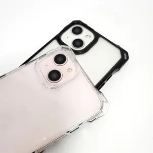 For IPhone 14 13 12 11 Pro Max 6 7 8 15 Plus Shockproof Acrylic PC Back Cover 4-angle Hanging Rope Hole Clear Phone Case