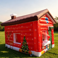 Ventes Flash : Tente Cabane Gonflable Personnalisée de Noël en Forme de Maison du Père Noël pour Jardin, Pelouse, Fête et Décoration de Fêtes