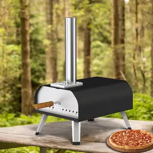 Forno per pizza da esterno multicombustibile da 13 pollici gambe pieghevoli design pellet e gas 60 SEC fare forno per pizza in acciaio inossidabile